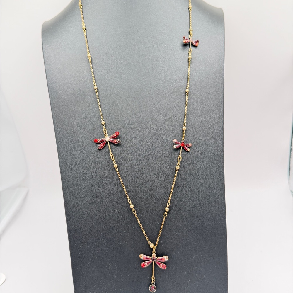 ANNE KOPLIK Signed Dragonfly Necklace with Swarovski Crystals